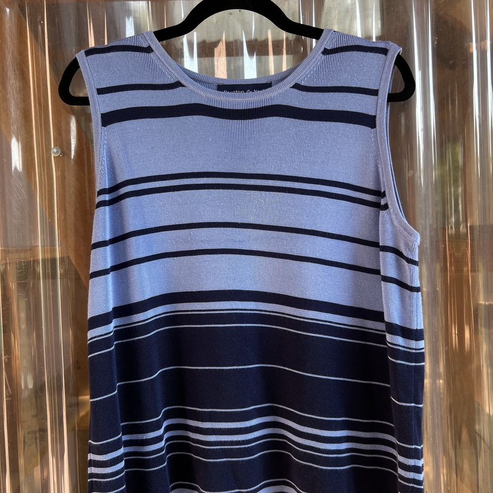 Preston & York Blue and Black Striped Tank Top
